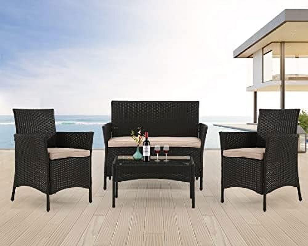 Outdoor Set of 4 Patio Sets Garden Conversation Bistro Set Wicker Sofa
