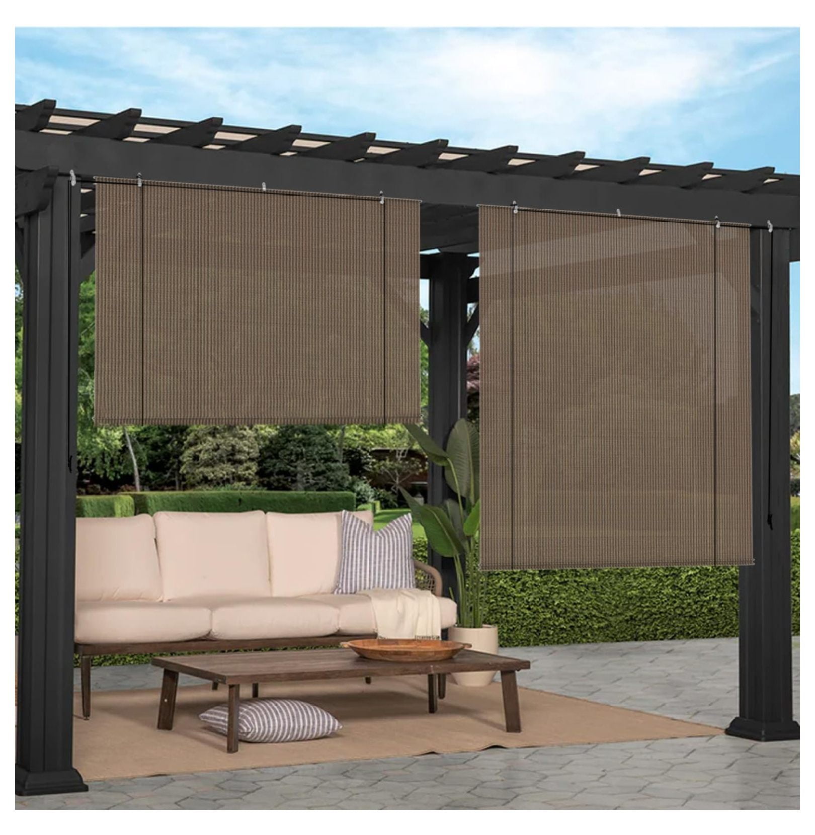 Outdoor Shade 6'W×11'H Patio Shades Roll Up Outdoor Patio Blinds ...