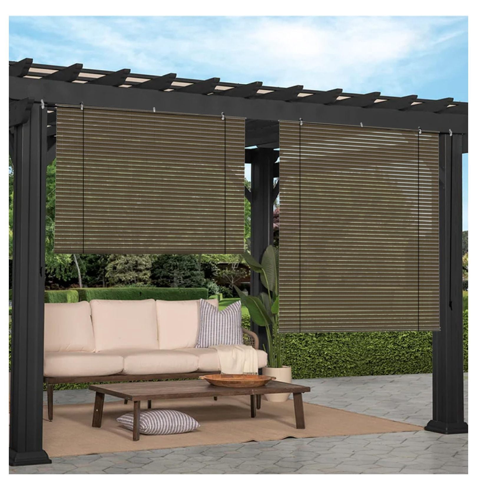 Outdoor Shade 6'W×9'H Patio Shades Roll Up Outdoor Patio Blinds ...