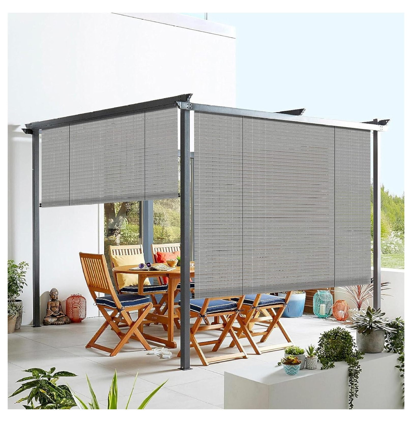 Outdoor Shade Blinds Patio Roll Up Blackout Shades Exterior Privacy