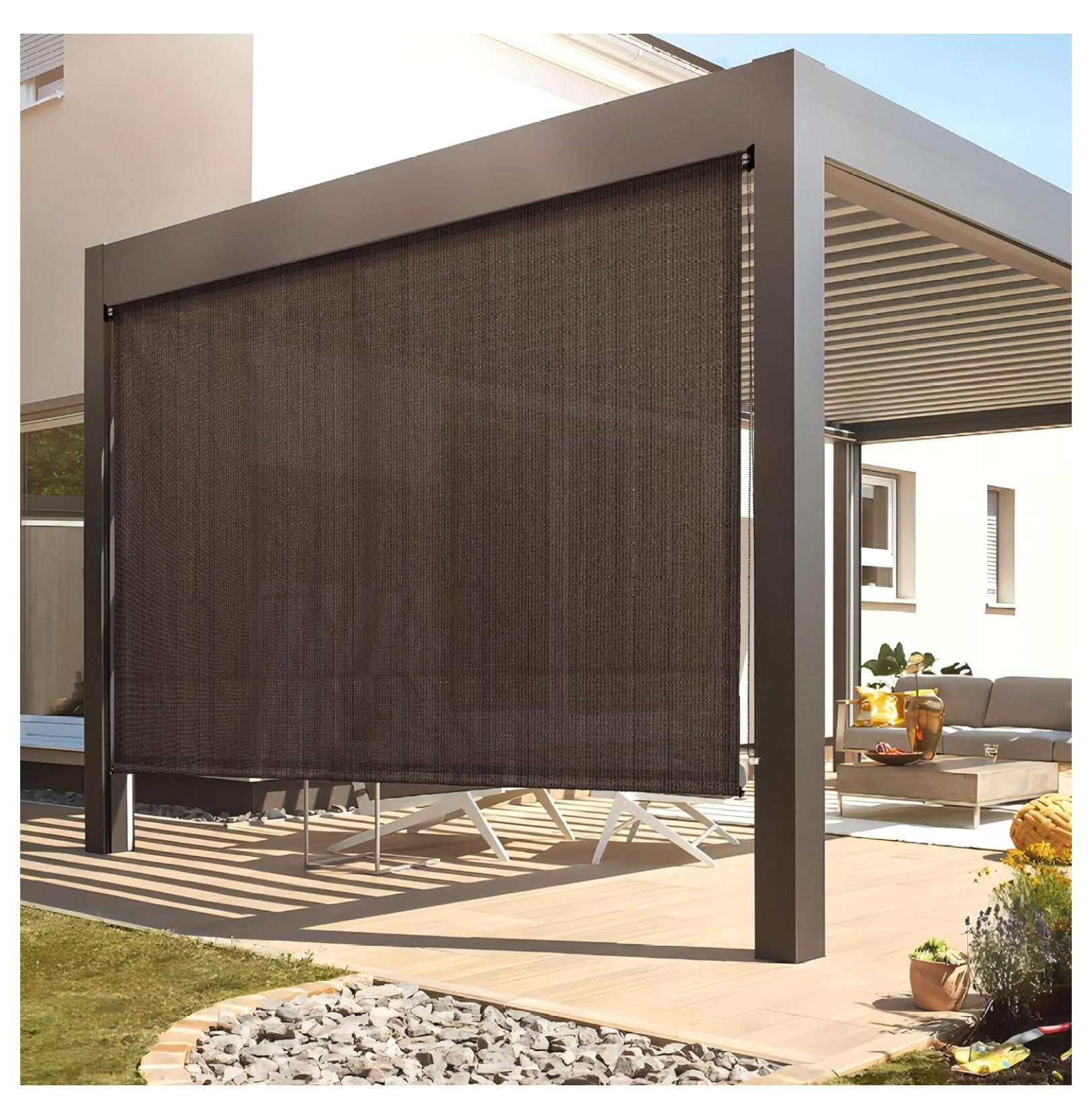 Outdoor Shade Blinds Roll Up Shade, Exterior Shade Chain Operation 7 ...