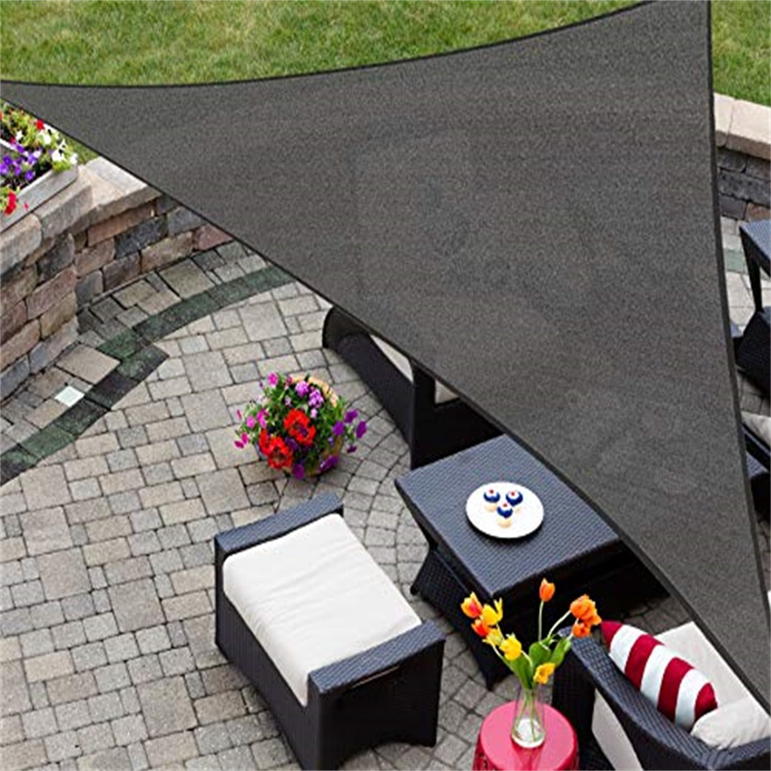 Outdoor Shade Sails, 16' x 16' x 22.6' Sun Shade Sail UV Block Canopy for Patio Backyard Lawn Garden, Graphite
