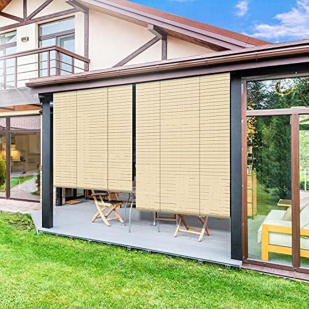 Outdoor Shade, Striped Hollow Out Roll Up Shade Blind Sun Shade for