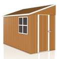 thumbnail image 1 of Outdoor Shed 4x8 FT, Metal Garden Windproof Lean to Shed, All-Weather Steel Outdoor Storage w/Lockable Door & Air Vent for Backyard Patio, Brown, 1 of 9