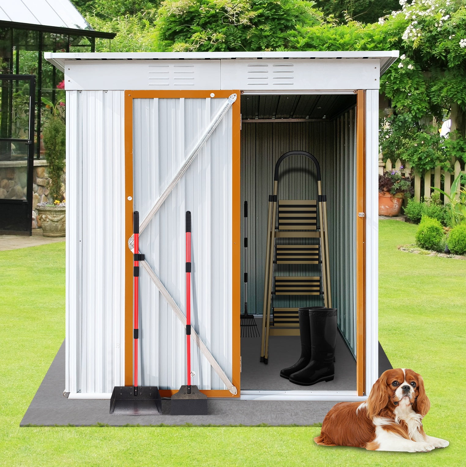 Outside Paper Storage Outdoor Shed Storage Cabinet, 5FT X 3FT Garden Storage Shed Metal with ...