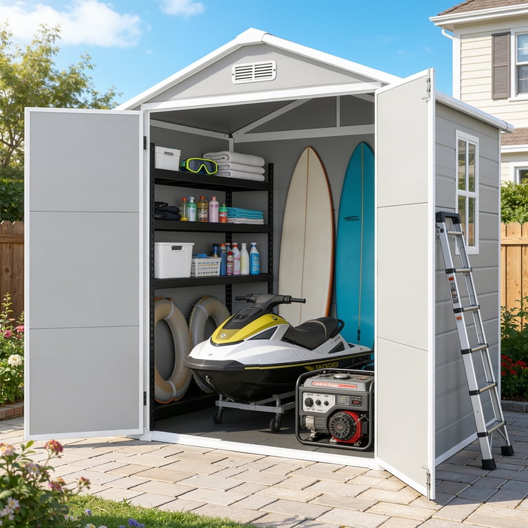 Seizeen Outdoor Shed, All-Weather Plastic Storage 82'' H, Resin