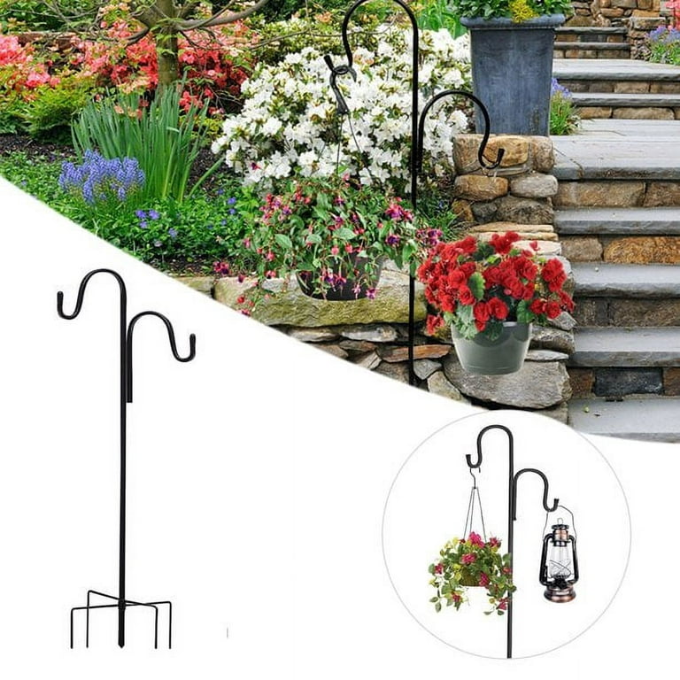 Outdoor Shepherd Hooks 63 with 5 Prong Base,Double Sided Adjustable Height  Heavy Duty Garden Hanging Stake for Bird Feeders,Christmas Lights etc By  ZIAERKOR 