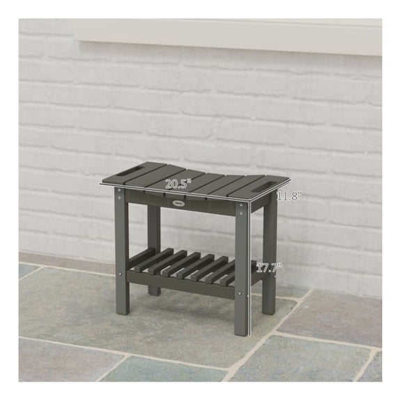 Outdoor Shower Bench - HDPE Wood Look Bench with Storage - Dark Gray - 20.5"L x 11.8"W - 265lbs Capacity - Patio, Deck, Bathroom Seating as picture