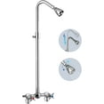 thumbnail image 1 of Outdoor Shower Kit Polish Chrome with Adjustable Slide Bar Double Cross Handles Exposed Shower Faucet set Rainfall Shower Head Wall Mount Shower Fixture, 1 of 7