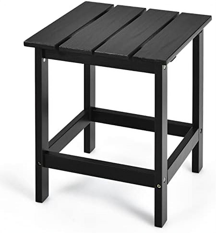 Outdoor Side Table, 15” Square Wood End Table With Slatted Design