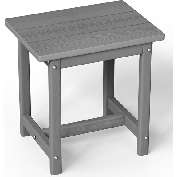 Outdoor Side Table – 17" HDPE Side Table,Sturdy Small Outdoor Tables, Weather-Resistant & Easy Assembly Patio End Tables for Garden, Balcony, Porch & Poolside (Grey)