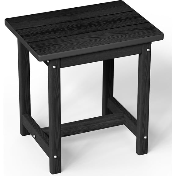 Outdoor Side Table – 17" HDPE Side Tables,Sturdy Small Outdoor Porch Tables, Weather-Resistant & Easy Assembly Patio End Table for Garden, Balcony, Porch & Poolside (Black)