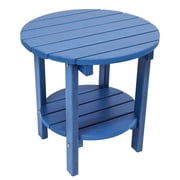 Wonder Garden 2 Tier Round Adirondack Side Table.Weather-Resistant Patio End Table,Blue