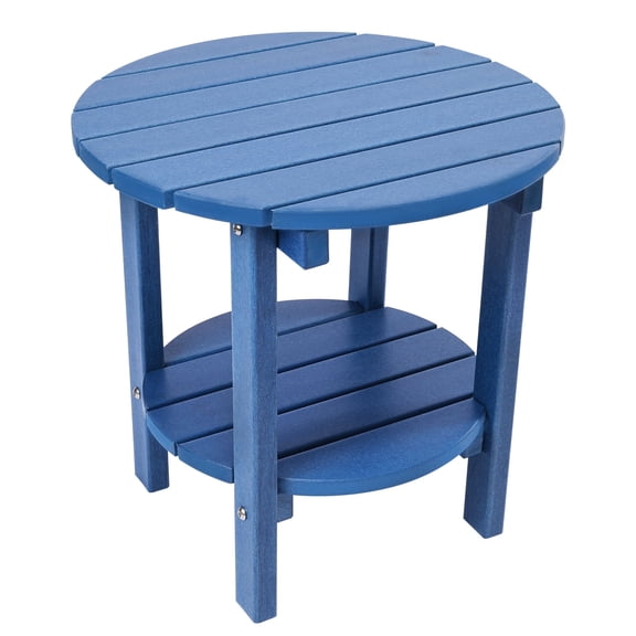 Wonder Garden 2 Tier Round Adirondack Side Table.Weather-Resistant Patio End Table,Blue