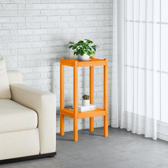 Outdoor Side Table, 2-Tier Small Patio Coffee Tables for Outside, Outdoor End Tables for Patio, Adirondack Side Table for Outside, Outside Table for Pool, Porch, Garden, Orange