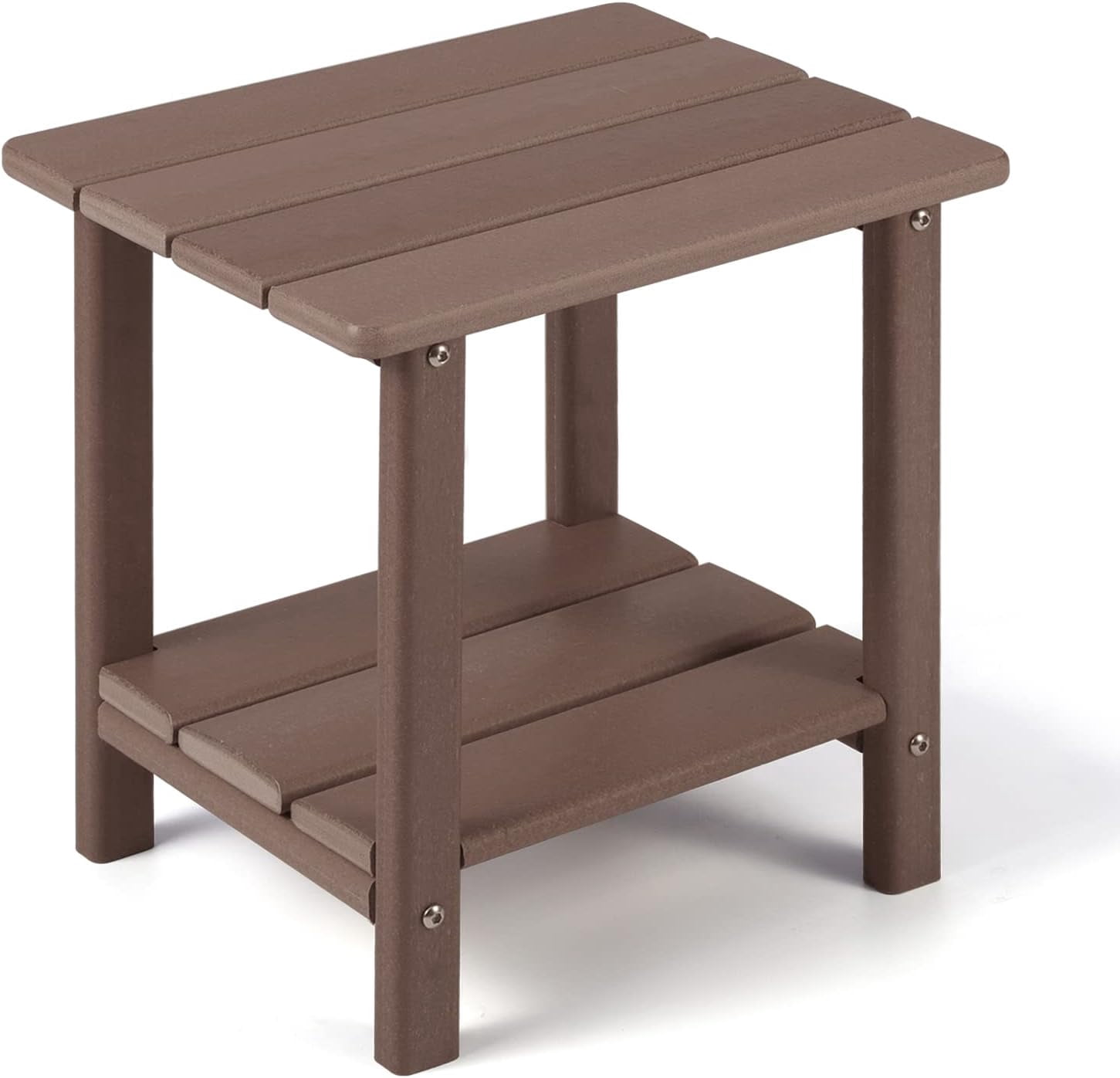 Outdoor Side Table, 2-Tier Sturdy Patio End Table Weather Resistant, 16 ...