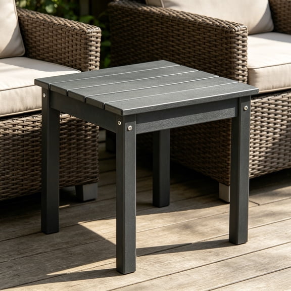 Outdoor Side Table, Adirondack Small End Table, Weather Resistant Patio Furniture for Backyard, Poolside, Porch, Balcony
