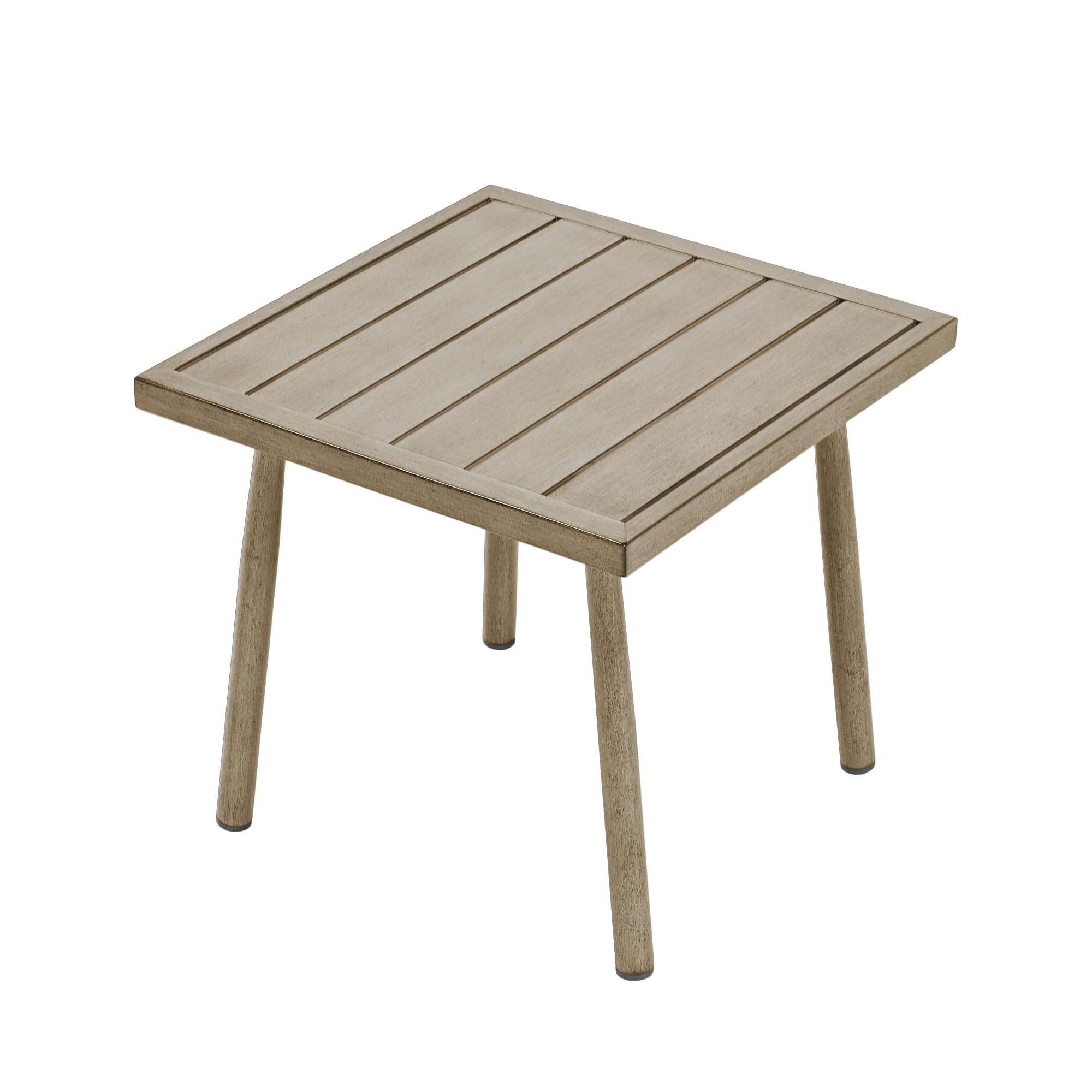 Outdoor Side Table Aluminum Patio End Table Metal Square Small Table Waterproof Rustproof for Balcony Deck Backyard Poolside, Dark Brown