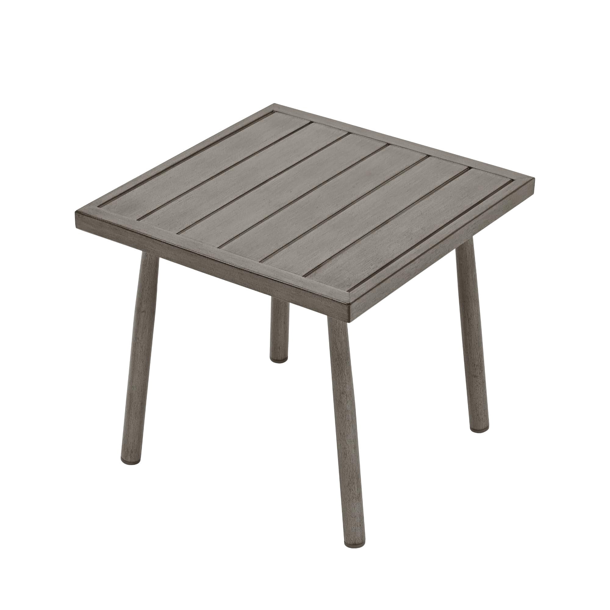Outdoor Side Table Aluminum Patio End Table Metal Square Small Table Waterproof Rustproof for Balcony Deck Backyard Poolside, Dark Gray