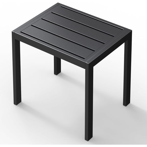 Outdoor Side Table, Aluminum Patio End Table, Minimalist Modern Balcony Table, Weather-Resistant & Easy to Assemble Lightweight Outdoor Furniture for Garden, Backyard, Poolside, Deck, Dark Grey