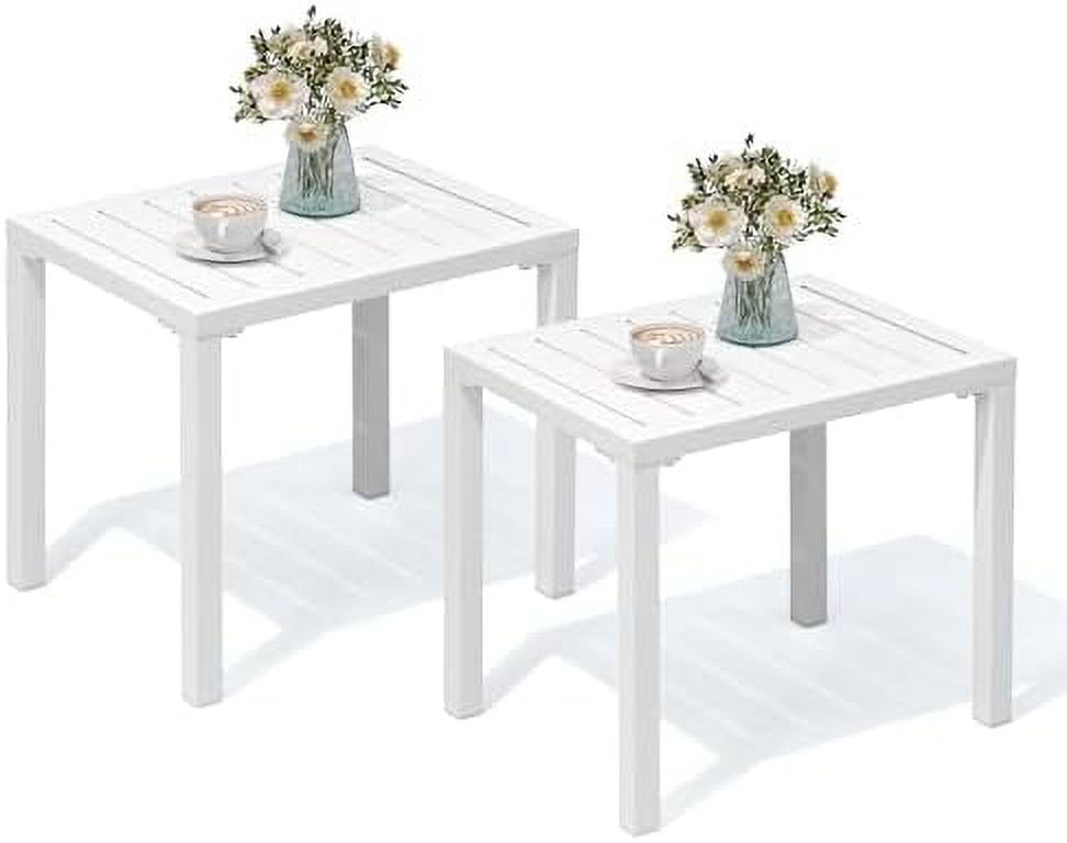 Outdoor Side Table Aluminum Small Outdoor Table All-Weather Rectangular ...