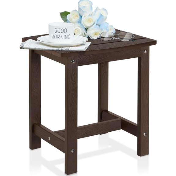 Outdoor Side Table, HIPS Adirondack Small Single Table, Waterproof Square Outside Table, Balcony Modern End Tables for Patio, Pool, Beach, Porch, Deck, Indoor or Outdoor Use, Coffee