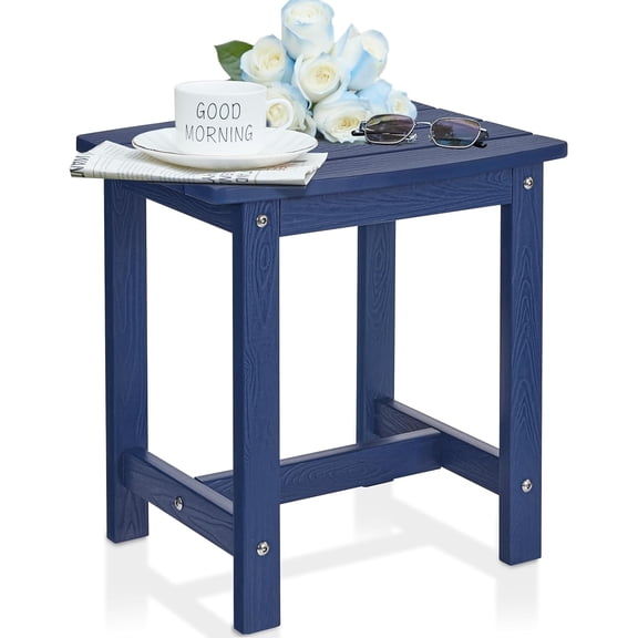 Outdoor Side Table, HIPS Adirondack Small Single Table, Waterproof Square Outside Table, Balcony Modern End Tables for Patio, Pool, Beach, Porch, Deck, Indoor or Outdoor Use, Navy Blue