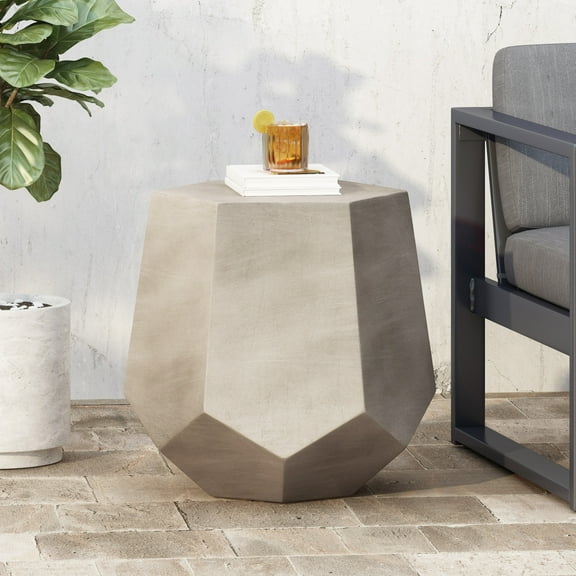 Outdoor Side Table, Light Grey