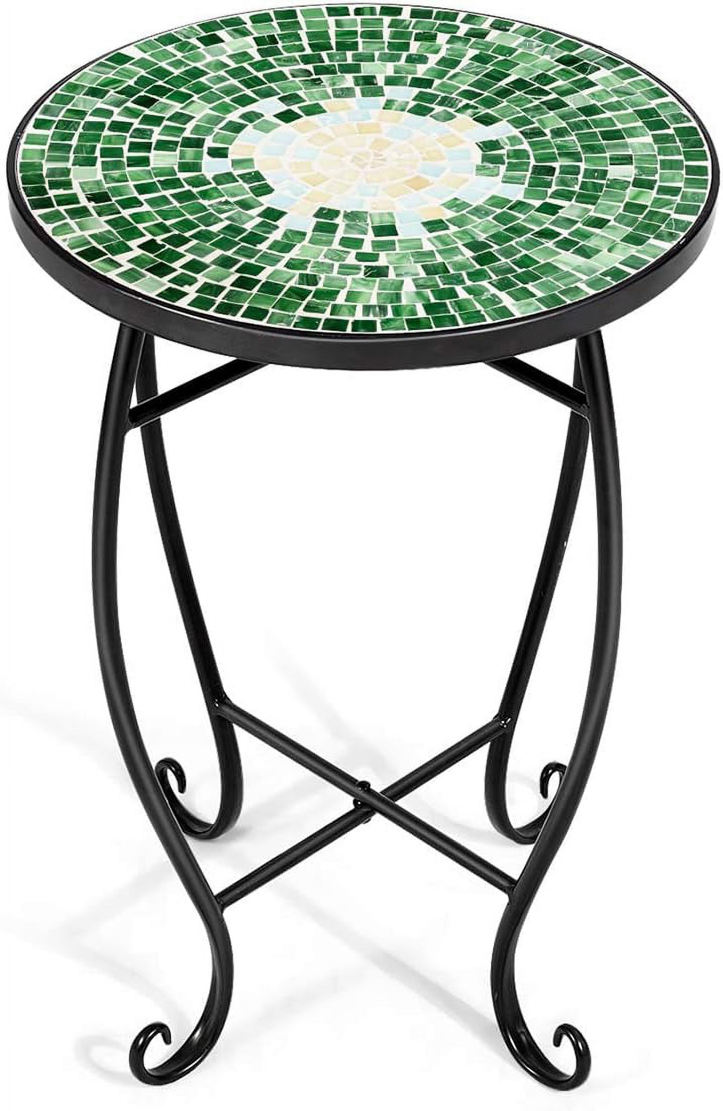 Outdoor Side Table, Mosaic Patio Table, 14Inch Accent Table Plant Stand