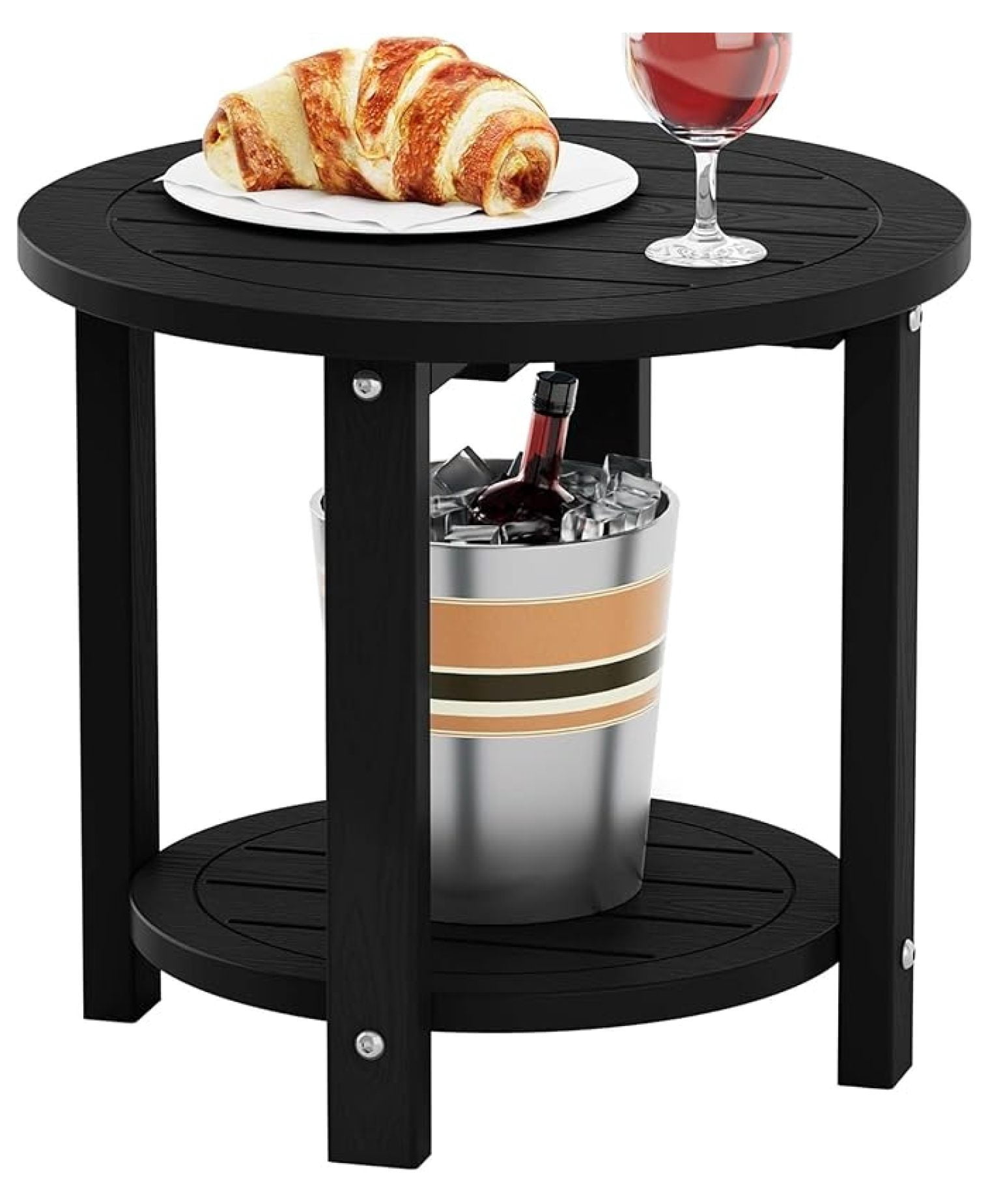 Outdoor Side Table for Patio: 16in HIPS Small Round Outdoor End Table ...
