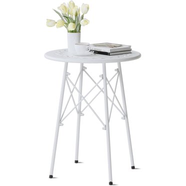 Small Round Metal Side Table For Patio - Adjustable Feet, Waterproof Powder-Coated Green Finish