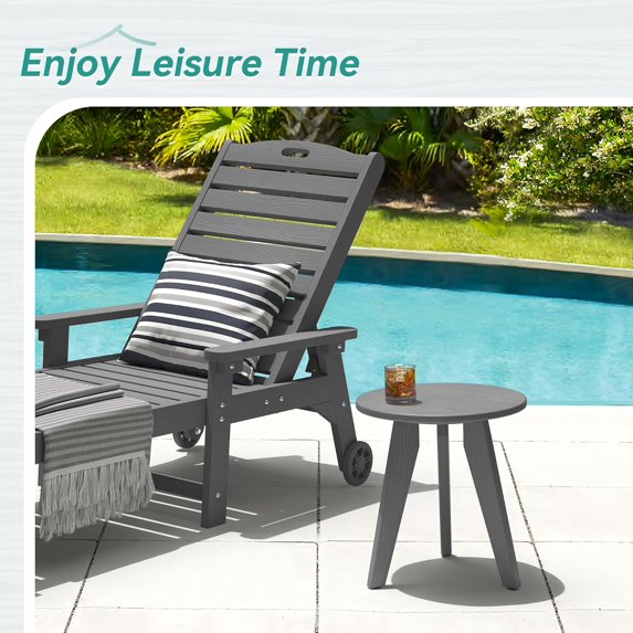 Outdoor Side Table, Small Round Side Table Weather-Resistant, Outdoor Side Tables for Patio, Porch, Deck, End Table for Plant Stand, Living Room, Bedroom
