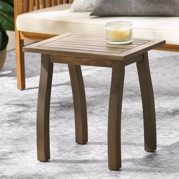 Outdoor Side Table,Small Square Wood End Table,Grey
