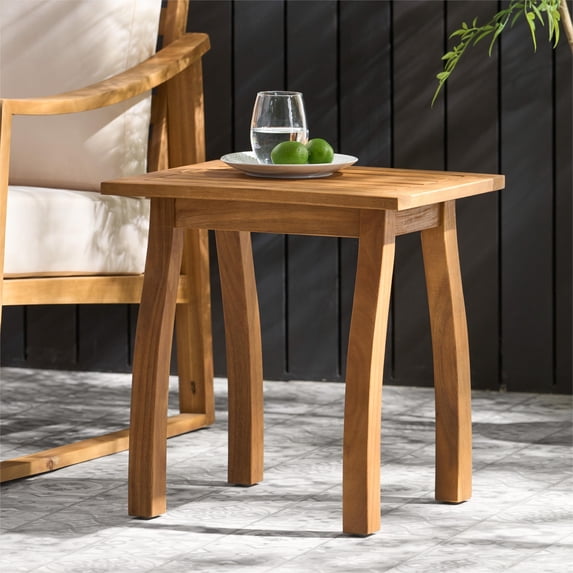 Outdoor Side Table,Small Square Wood End Table,Teak