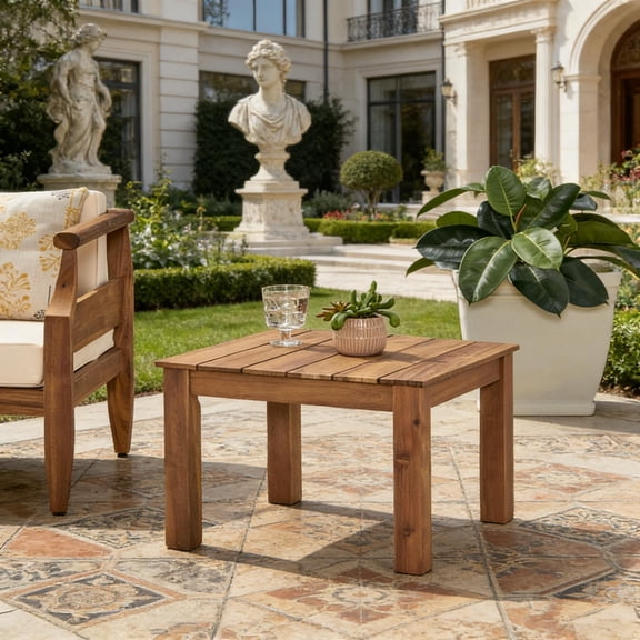 Outdoor Side Table Square End Table, Wind and Rain Resistant Square Table, Suitable for Backyard, Deck, Balcony