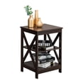 thumbnail image 1 of Outdoor Side Table with Storage, SYNGAR Patio Wood End Table, All Weather Natural Wood Table, Small Rectangular Side Table for Backyard, Beach, Garden, Poolside, D8106, 1 of 9