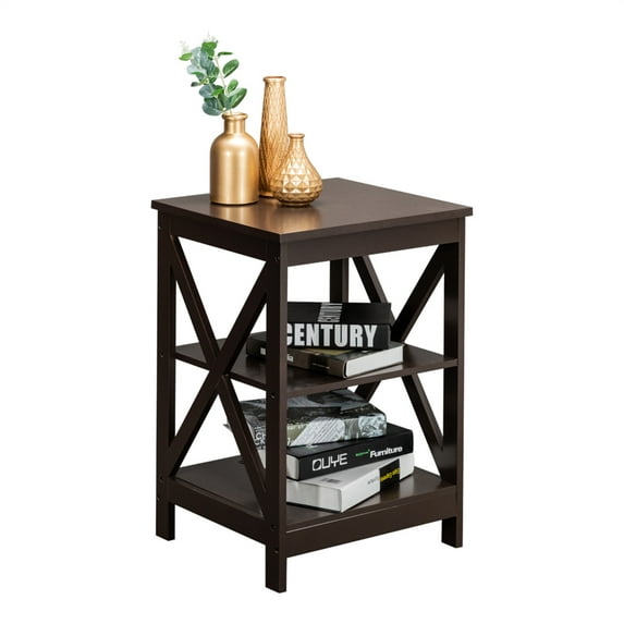 Outdoor Side Table with Storage, SYNGAR Patio Wood End Table, All Weather Natural Wood Table, Small Rectangular Side Table for Backyard, Beach, Garden, Poolside, D8106