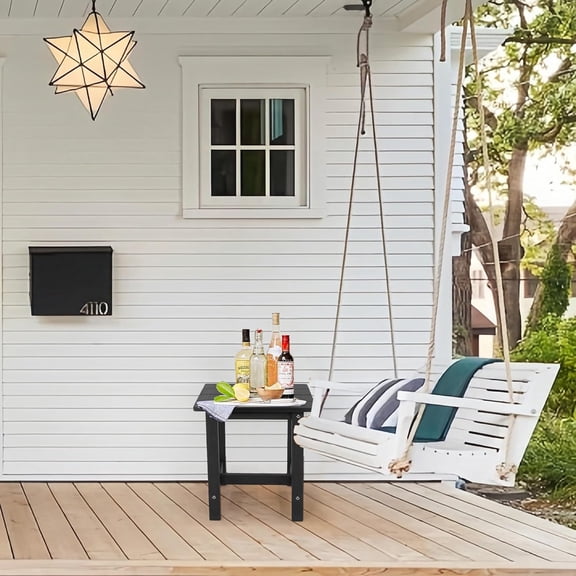 Outdoor Side Table, Weather Resistant Double Small Adirondack Side Table, Outdoor Indoor End Table for Chair, 17" Table for Pool, Deck and Porch, Black (Item1, Black)