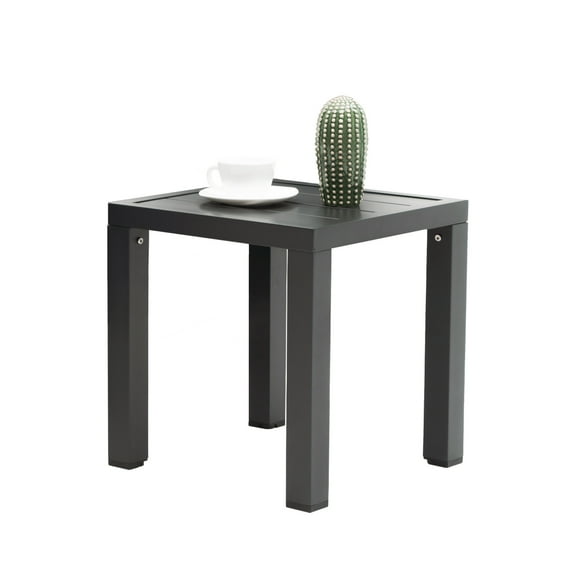 Outdoor Side Table for Patio End Tables Weather Resistant Aluminum Square Side Tables,Dark Grey