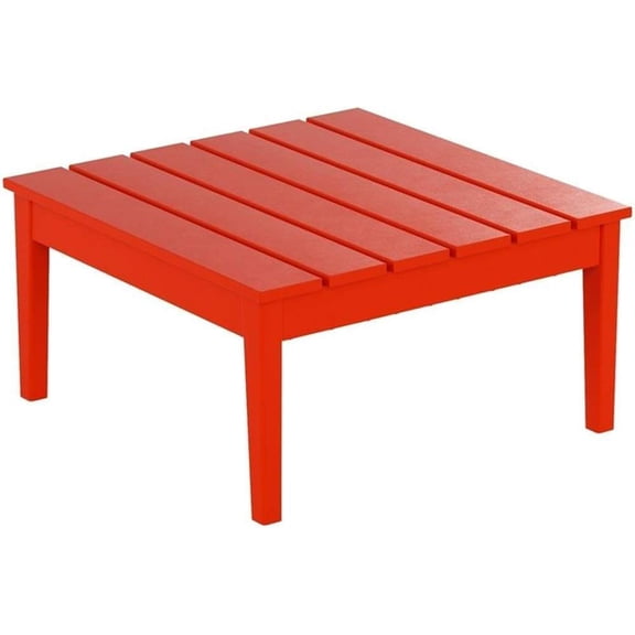 Outdoor Side Table for Patio, Porch, Balcony or Poolside Weather-Resistant Square Coffee Table, 32" x 32" x 17", Red