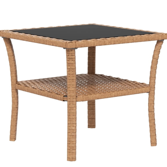 Outdoor Side Table with Storage / Used for Drinks and Games / All-Weather Aluminum Build