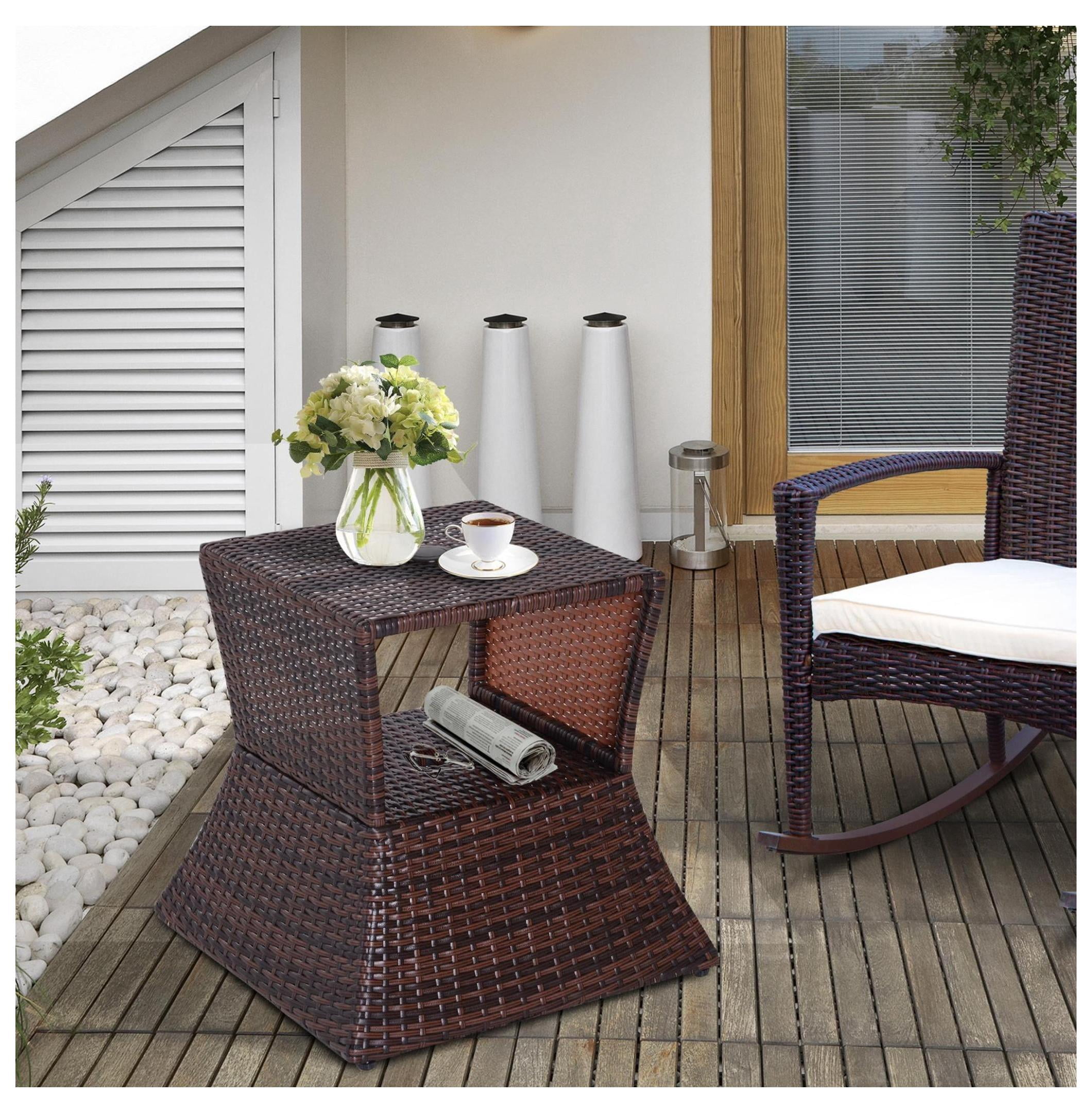 belham living carlena all weather wicker patio umbrella side table ReunionG Outdoor Table, PE End w/1.6'' Hole, Square Umbrella Table for Outside, Rattan Side Tables for Patio, Garden, Pool, Deck : Patio, Lawn & Garden Crafted from durable materials Huntington Wicker Round 28" Outdoor