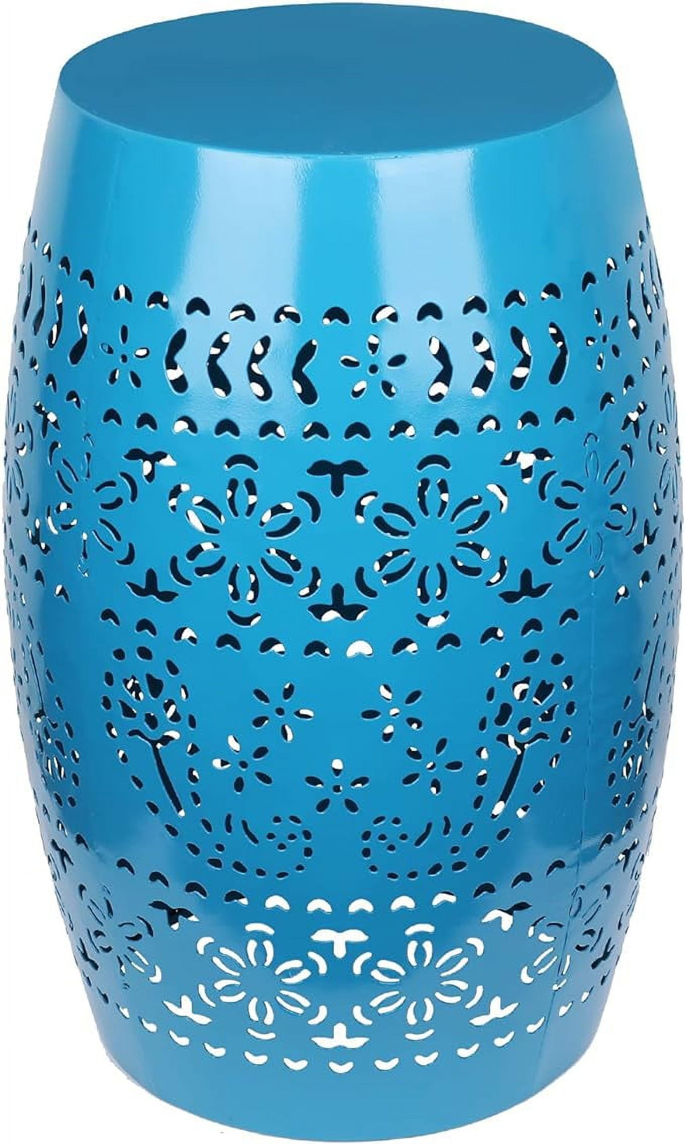 Outdoor Side Tables,Patio End Table AntiRust Metal Round Drum Garden