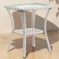 thumbnail image 1 of Outdoor Side Tables for Patio, Wicker/Rattan End Tables, Outdoor Wicker Side Table, Light Beige Rattan Glass Top Patio Side Table, 1 of 14