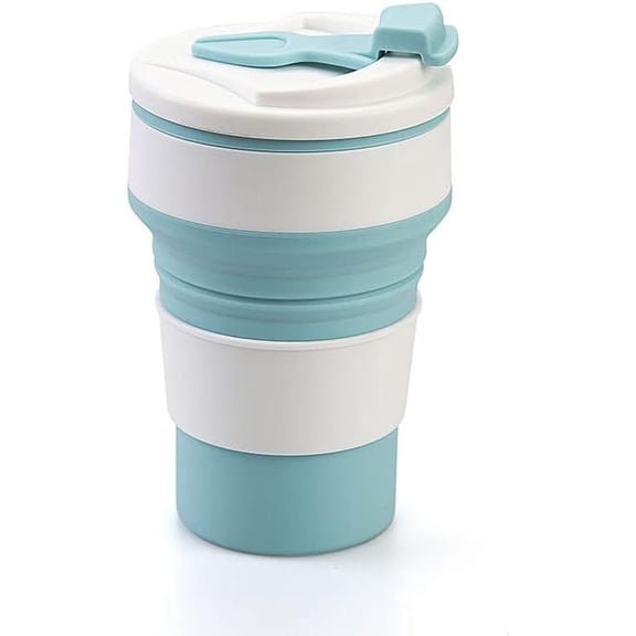 Outdoor Silicone Folding Water Cup 500ml, Telescopic Travel Drinking & Mouthwash Cup, Portable Lightweight Mug for Picnic Hiking Camping Climbing, Leakproof