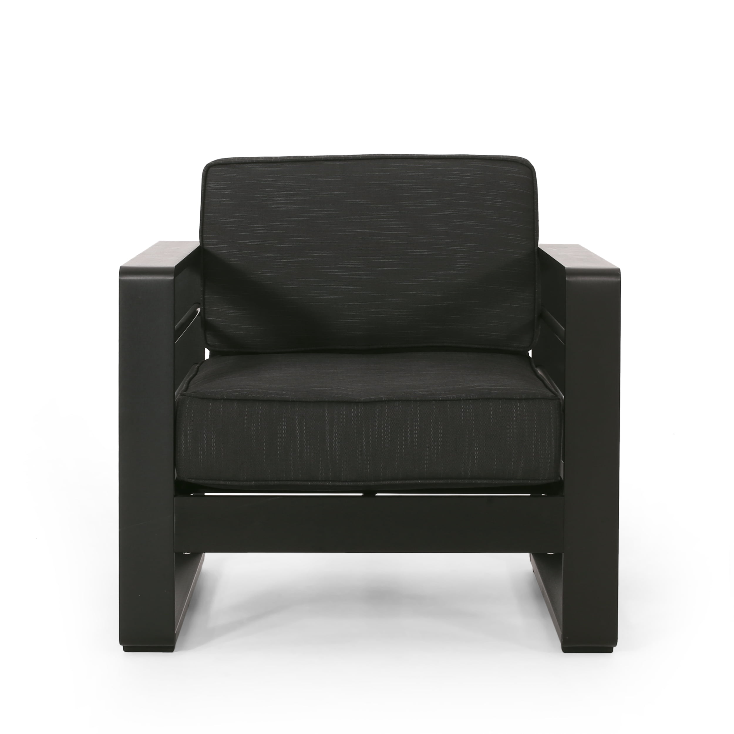 Outdoor Single Leisure Seat Chair, Acacia Wood Frame Relaxing Seat for Patio Garden, Teak and Beige