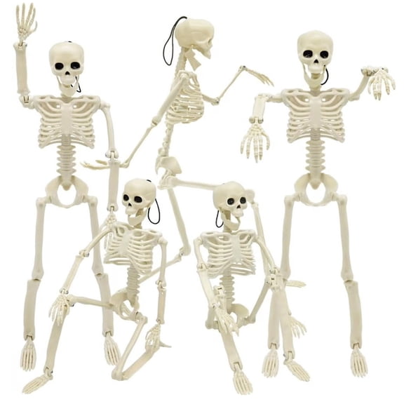 Outdoor Skeleton Decorations, 40Cm Full Body Human Skeletons with Movable Joints, for Patio Porch Tree Hanging, Home Halloween Bar Themed Event Display, Creepy Novelty Gift,
