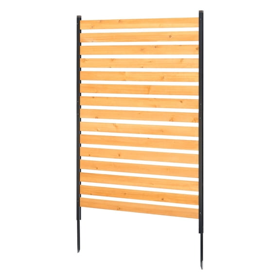 Outdoor Slatted Wood Privacy Fence for AC Unit, 39" Wide x 61" Tall Panel, Durable Yard Air Conditioner Cover