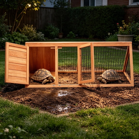 Outdoor Small Turtle Cage, Humid Land Turtle Enclosure, Reptile House for Small Terrestrial Turtles, Orange