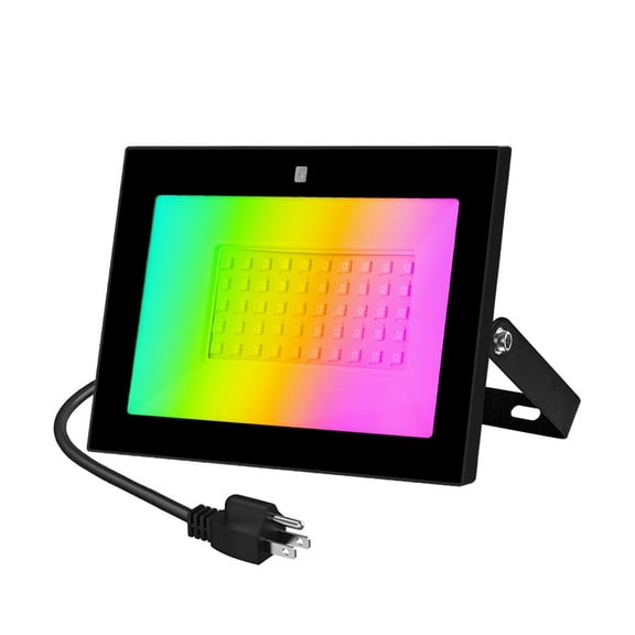 Outdoor RGB Color Changing LED Floodlight with Remote Control, 50W (500W Equivalent) , Dimmable, 5000 Lumens, Stage Landscape Light, 1 Pack